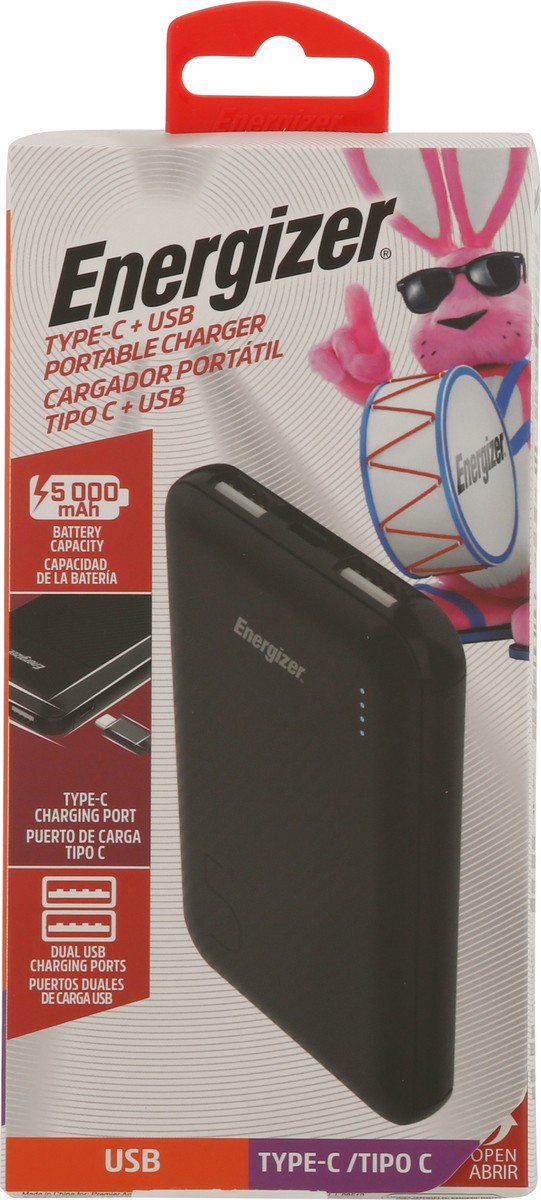 slide 11 of 11, Energizer 5000 mAh Type-C + USB Portable Charger 1 ea, 1 ct