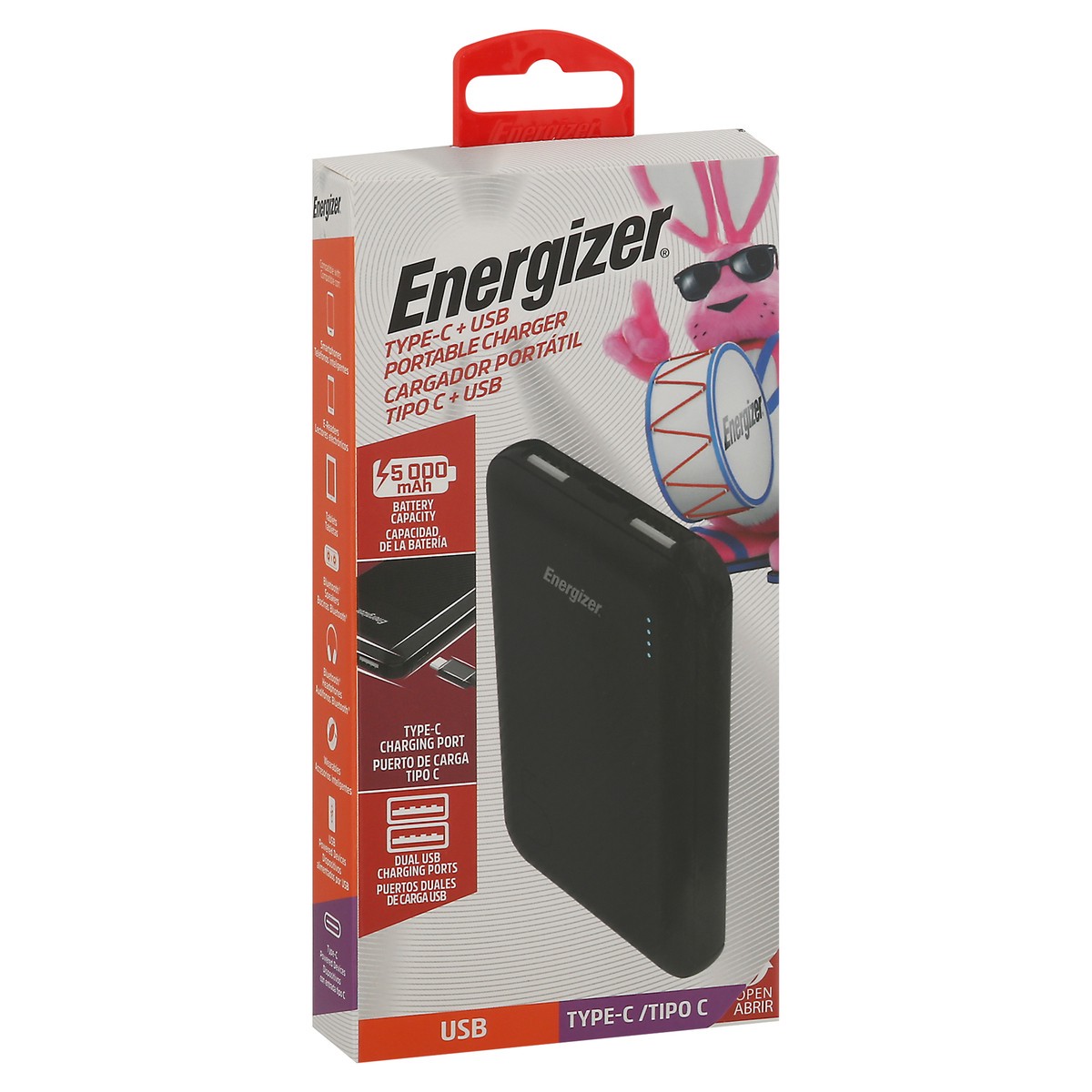 slide 6 of 11, Energizer 5000 mAh Type-C + USB Portable Charger 1 ea, 1 ct