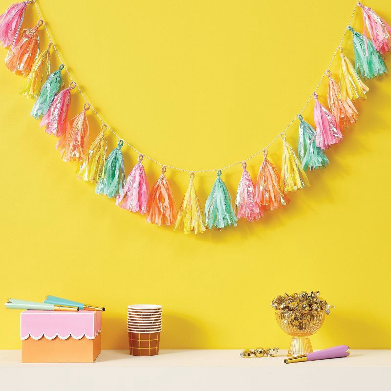 slide 2 of 4, Iridescent Tassel Garland - Spritz™, 1 ct