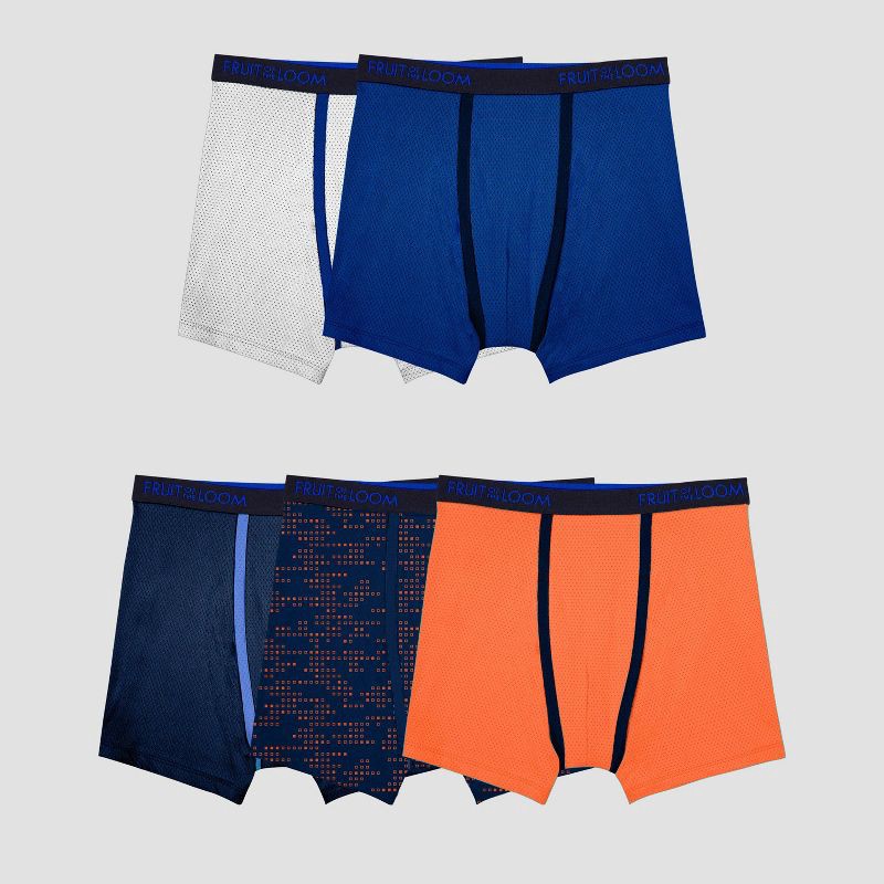 Fruit of the Loom Boys' 5pk Printed Breathable Micro Mesh Boxer Briefs -  Colors May Vary M 5 ct