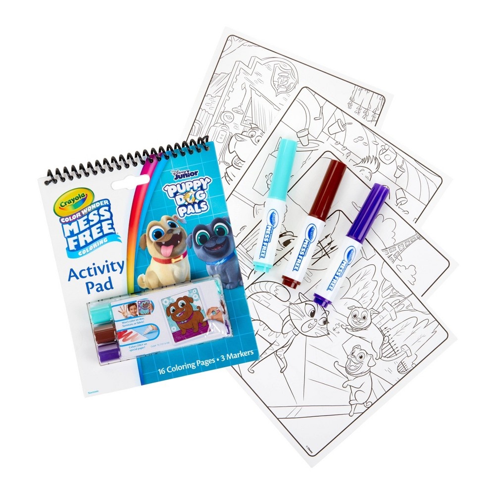 slide 3 of 5, Crayola Disney Puppy Dog Pals 16pg Color Wonder Travel Activity Pad (with 3 Color Wonder Markers), 19 ct