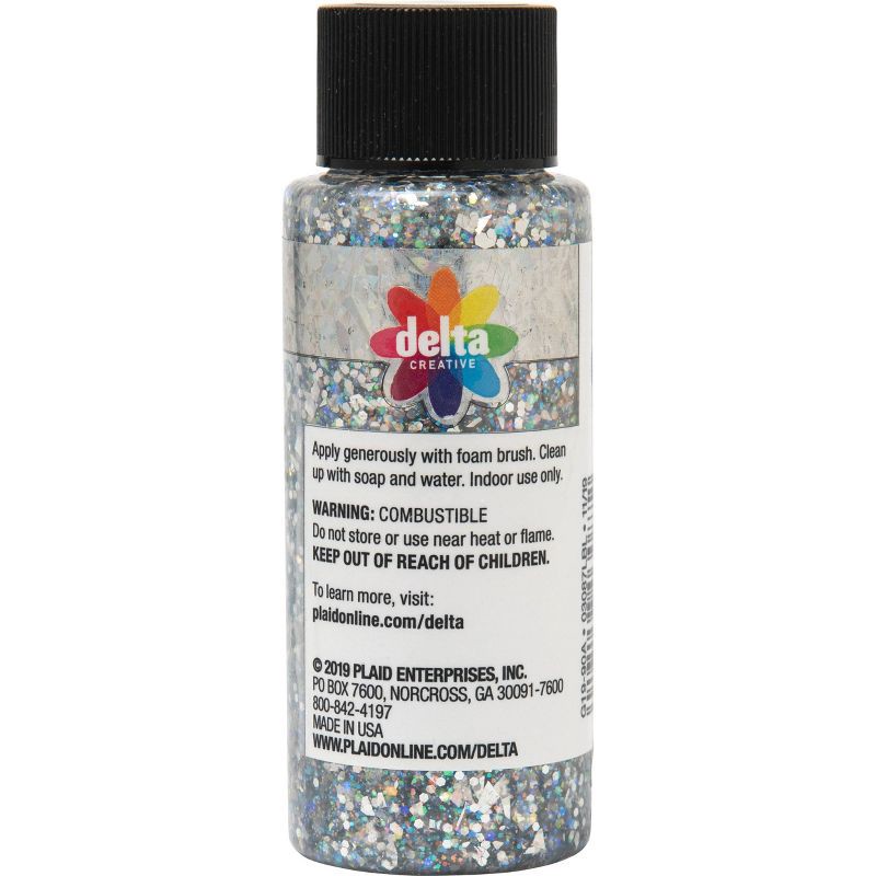 slide 5 of 6, Delta Ceramcoat Glitter Explosion Acrylic Paint (2 fl oz) Silver: Low-Odor, Multi-Surface, Non-Toxic Craft Paint, 2 fl oz