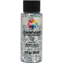 Delta Ceramcoat Glitter Explosion Acrylic Paint (2 fl oz) Silver: Low-Odor, Multi-Surface, Non-Toxic Craft Paint