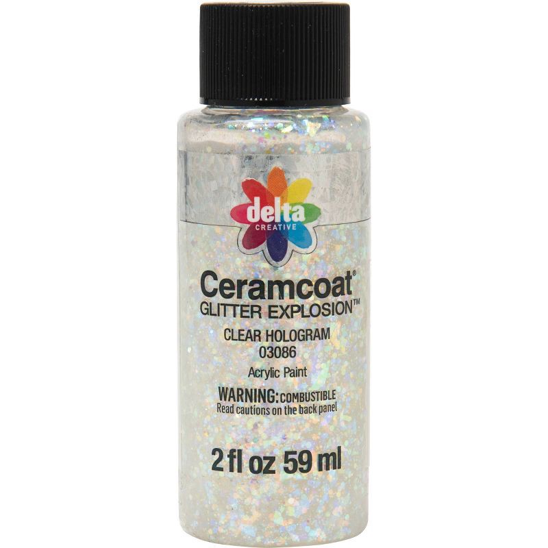 slide 1 of 7, Delta Ceramcoat Glitter Explosion Acrylic Paint (2 fl oz) Clear White, 2 fl oz