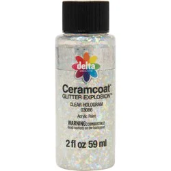 Delta Ceramcoat Glitter Explosion Acrylic Paint (2 fl oz) Clear White: Non-Toxic, Low-Odor, Multi-Surface Craft Paint