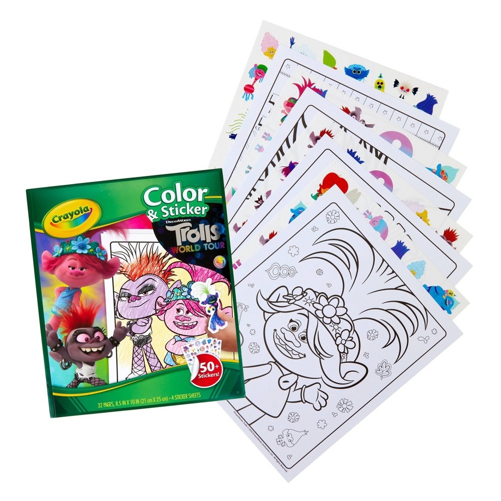 slide 2 of 5, Crayola Trolls 2 World Tour 32pg Color & Sticker Activity Book, 1 ct