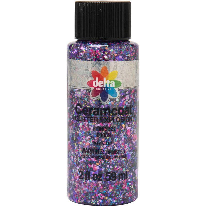 slide 1 of 7, Delta Ceramcoat Glitter Explosion Acrylic Paint (2 fl oz) Pink: Low-Odor, Multi-Surface, Non-Toxic Craft Paint, 2 fl oz