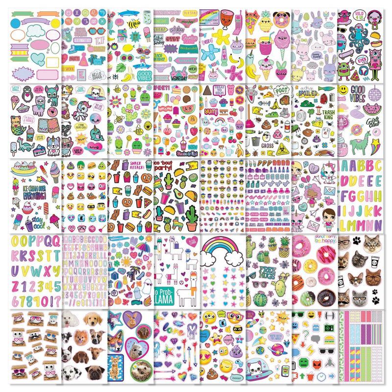 slide 5 of 8, Ridiculously Cute 1000+ Sticker Book 40 Pages - Fashion Angels: Kids & Planner Stickers, Scrapbook Fun, Ages 6+, 1 ct