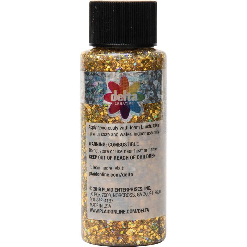 slide 2 of 7, Delta Ceramcoat Glitter Explosion Acrylic Paint (2 fl oz) Gold: Non-Toxic, Low-Odor, Multi-Surface Craft Paint, 2 fl oz