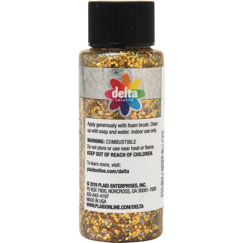 slide 6 of 7, Delta Ceramcoat Glitter Explosion Acrylic Paint (2 fl oz) Gold: Non-Toxic, Low-Odor, Multi-Surface Craft Paint, 2 fl oz