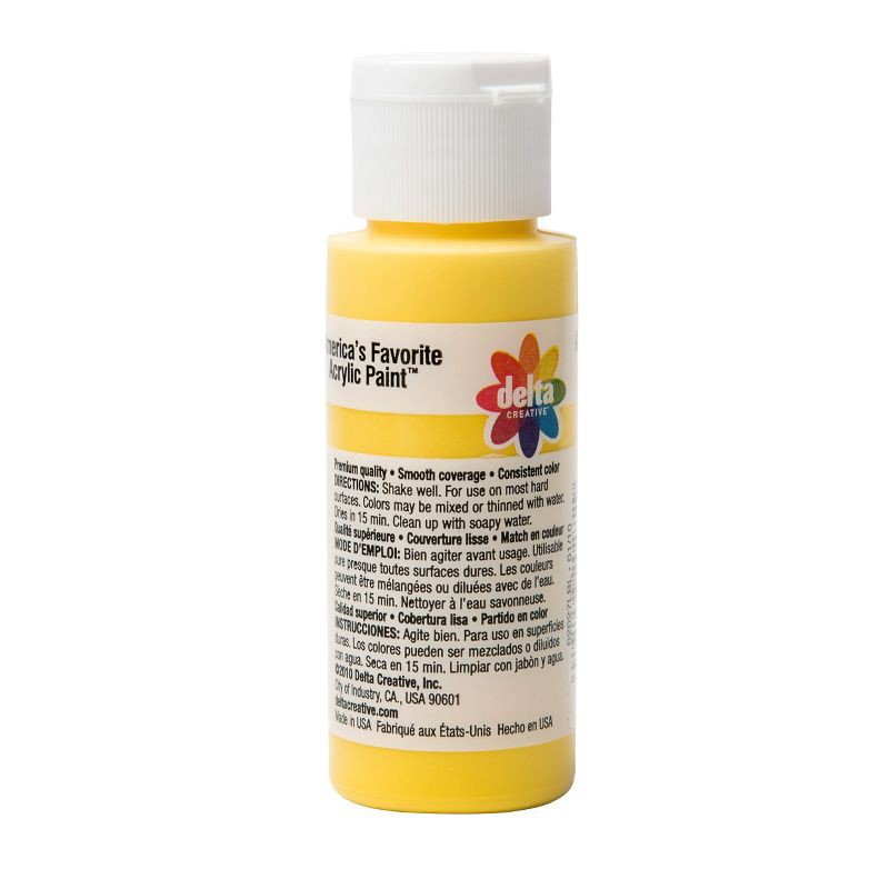 slide 2 of 5, Delta Ceramcoat Acrylic Paint (2oz) - Bright Yellow: Low-Odor, Multi-Surface, Non-Toxic Craft Paint for Ages 13+, 2 oz