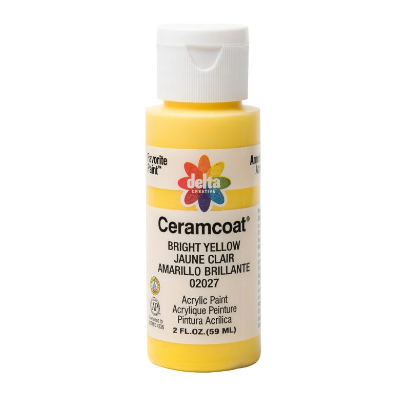 slide 1 of 5, Delta Ceramcoat Acrylic Paint (2oz) - Bright Yellow: Low-Odor, Multi-Surface, Non-Toxic Craft Paint for Ages 13+, 2 oz