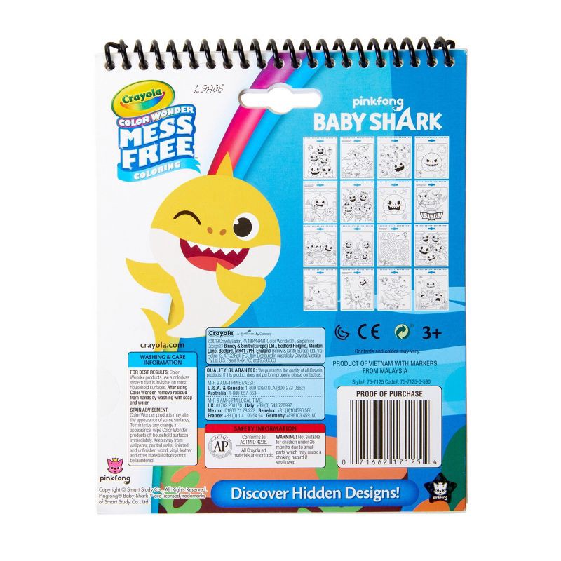 slide 3 of 5, Crayola 16pg Baby Shark Color Wonder Travel Activity Pad with 3 Markers, 1 ct