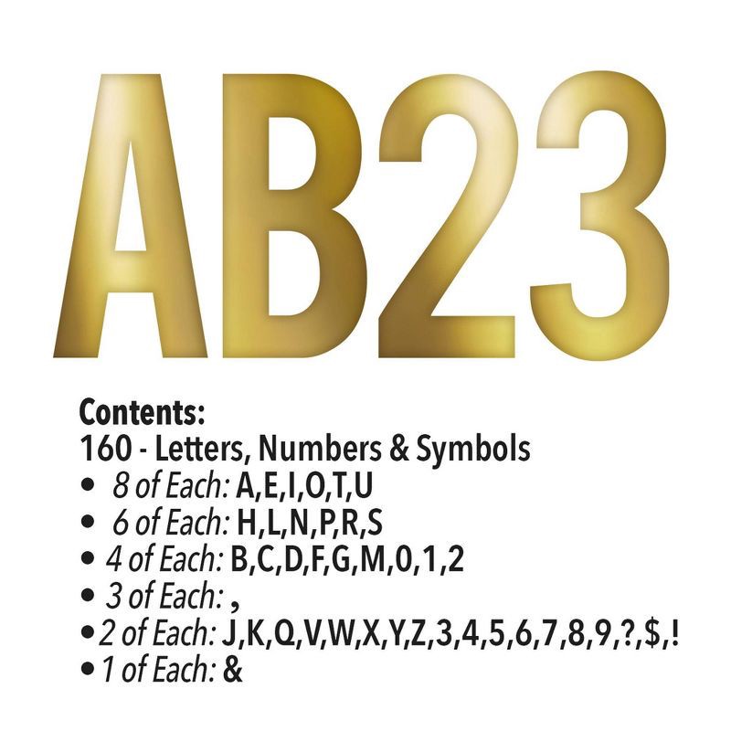 slide 3 of 3, ArtSkills 160ct Peel & Stick Foil Letters/Numbers/Symbols - Gold Metallic, 160 ct