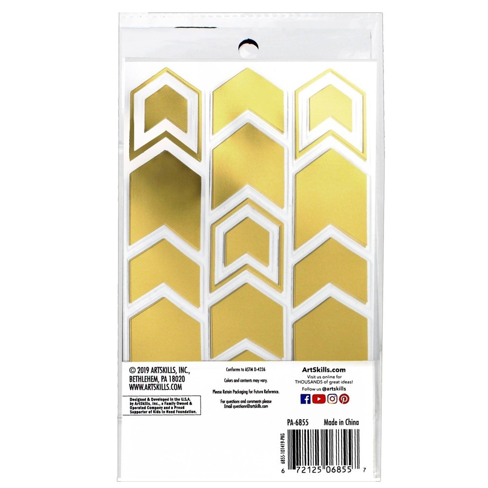 slide 2 of 3, ArtSkills Peel & Stick Foil Decorative Arrows - Gold Metallic, 126 ct