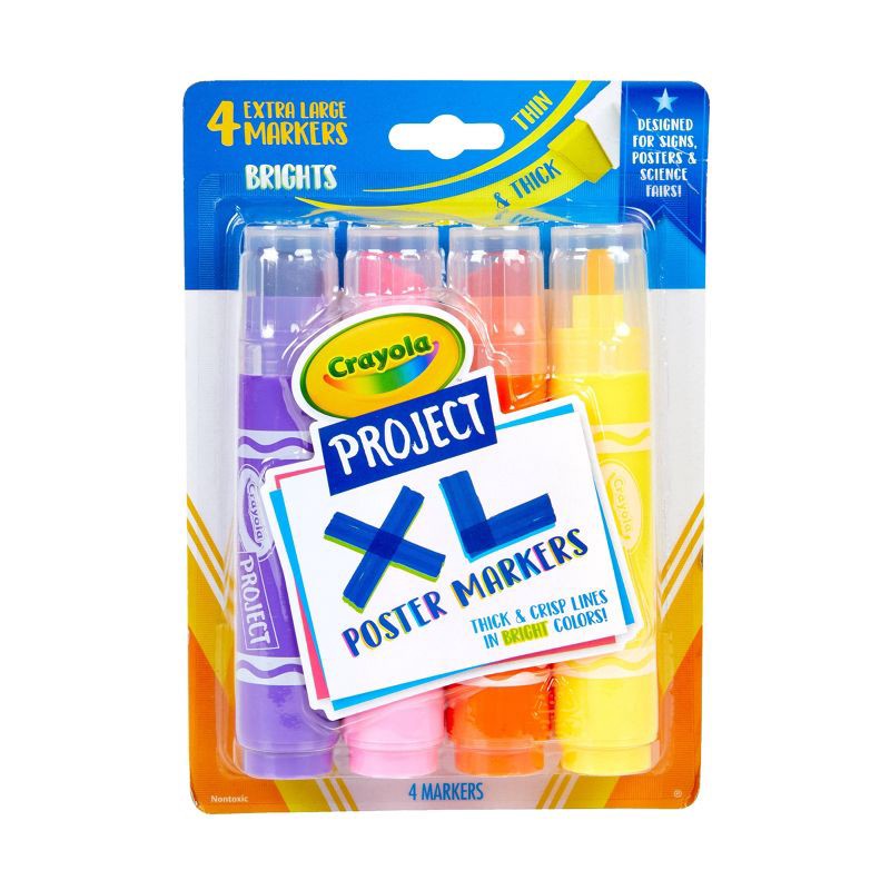 slide 1 of 3, 4ct Crayola Project XL Poster Markers - Bright Colors, 4 ct