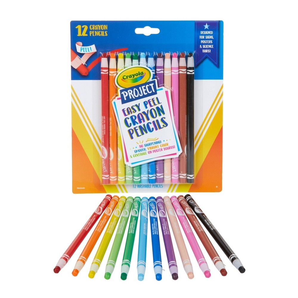 slide 2 of 5, Crayola Project Easy Peel Crayon Pencils, 12 ct