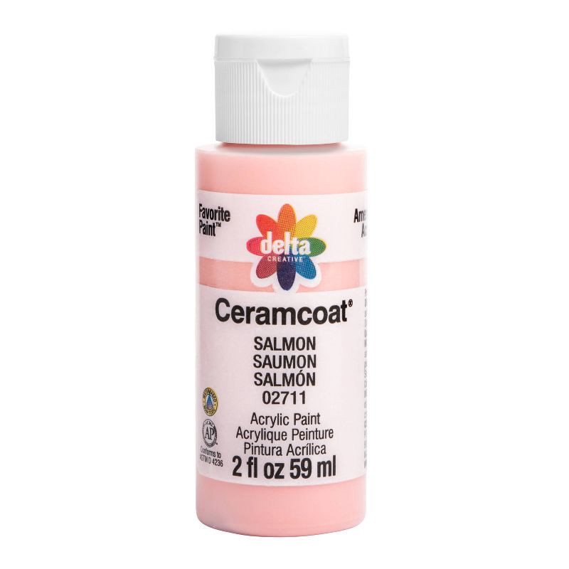 slide 1 of 3, Delta Ceramcoat Acrylic Paint (2oz) - Salmon: Low-Odor, Multi-Surface, Matte Finish, Non-Toxic Craft Paint, 2 oz