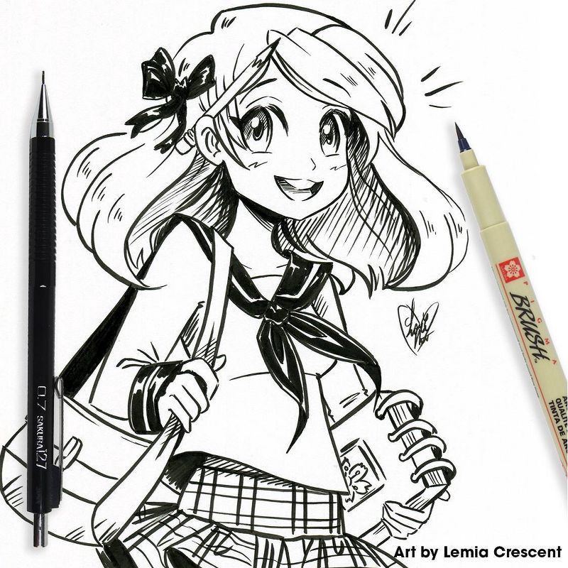slide 3 of 4, 6pc Manga Comic Pro Drawing Set - Black Pigma Micron: Fine Point 0.5mm Porous Pens, Black Ink, 6 Pack, 6 ct