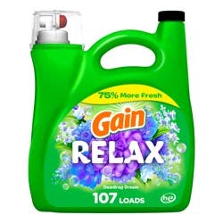 Gain Liquid Laundry Detergent, Relax, 154 fl oz, 170 Loads, HE Compatible