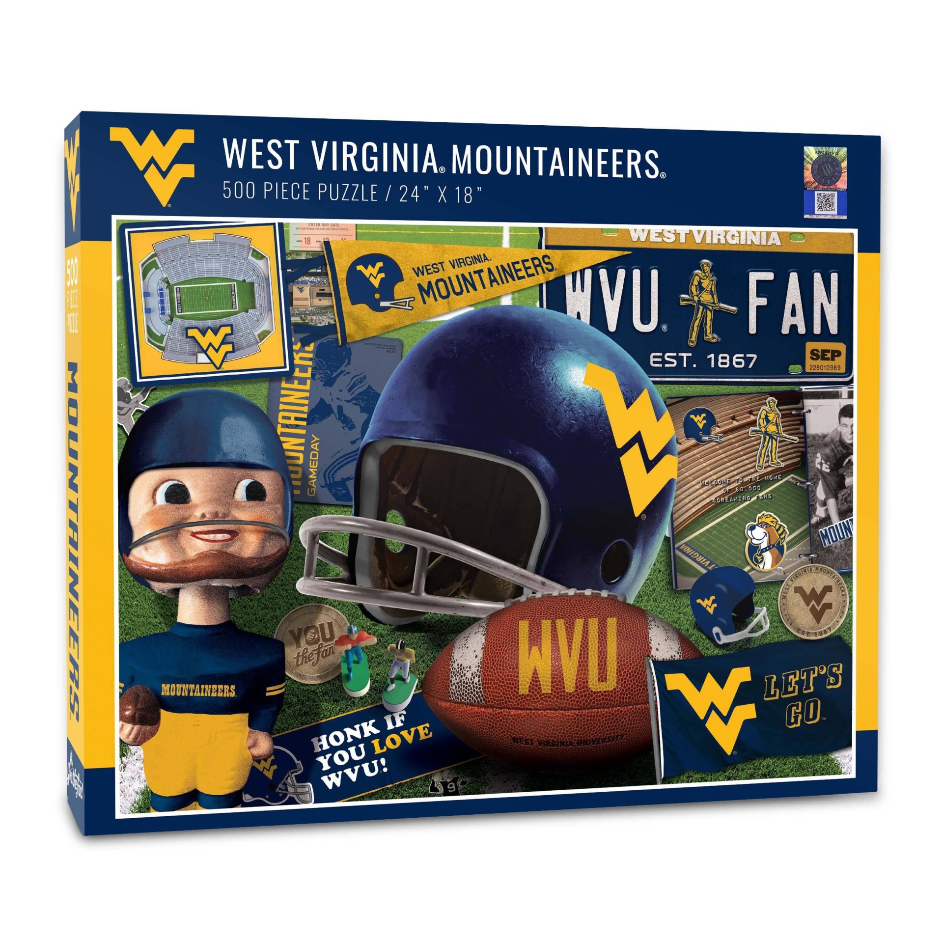 slide 1 of 3, NCAA West Virginia Mountaineers Throwback Puzzle, 500 ct