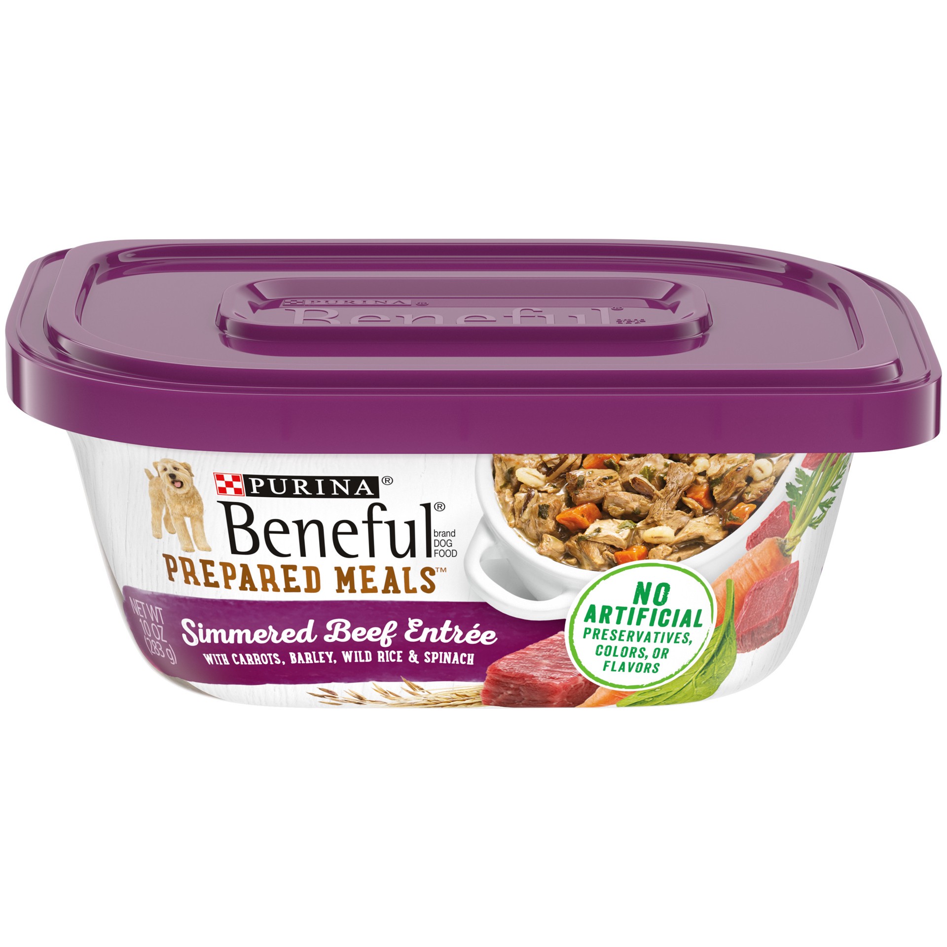 slide 1 of 9, Beneful Purina Beneful High Protein, Wet Dog Food With Gravy, Prepared Meals Simmered Beef Entree, 10 oz