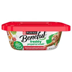 Purina Beneful Dog Food Freshly Prepared Meals Simmered Beef Entree with Carrots, Barley, Wild Rice and Spinach - 10 oz. Tub