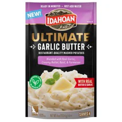 Idahoan Ultimate Garlic Butter Restaurant Quality Mashed Potatoes 4 Ounces