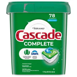 Cascade Complete Dishwasher Pods, Dishwasher Detergent, Dish Detergent Tabs Tablets, Fresh, 78 Count
