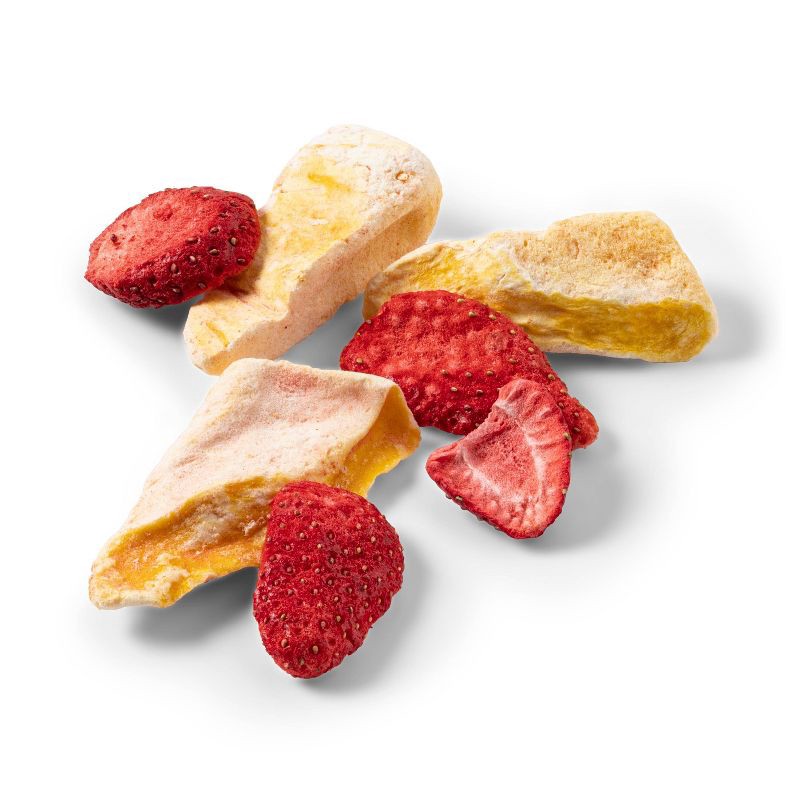 slide 2 of 3, Mango & Strawberry Slices Freeze Dried Fruit Blend - 1oz - Good & Gather™, 1 oz