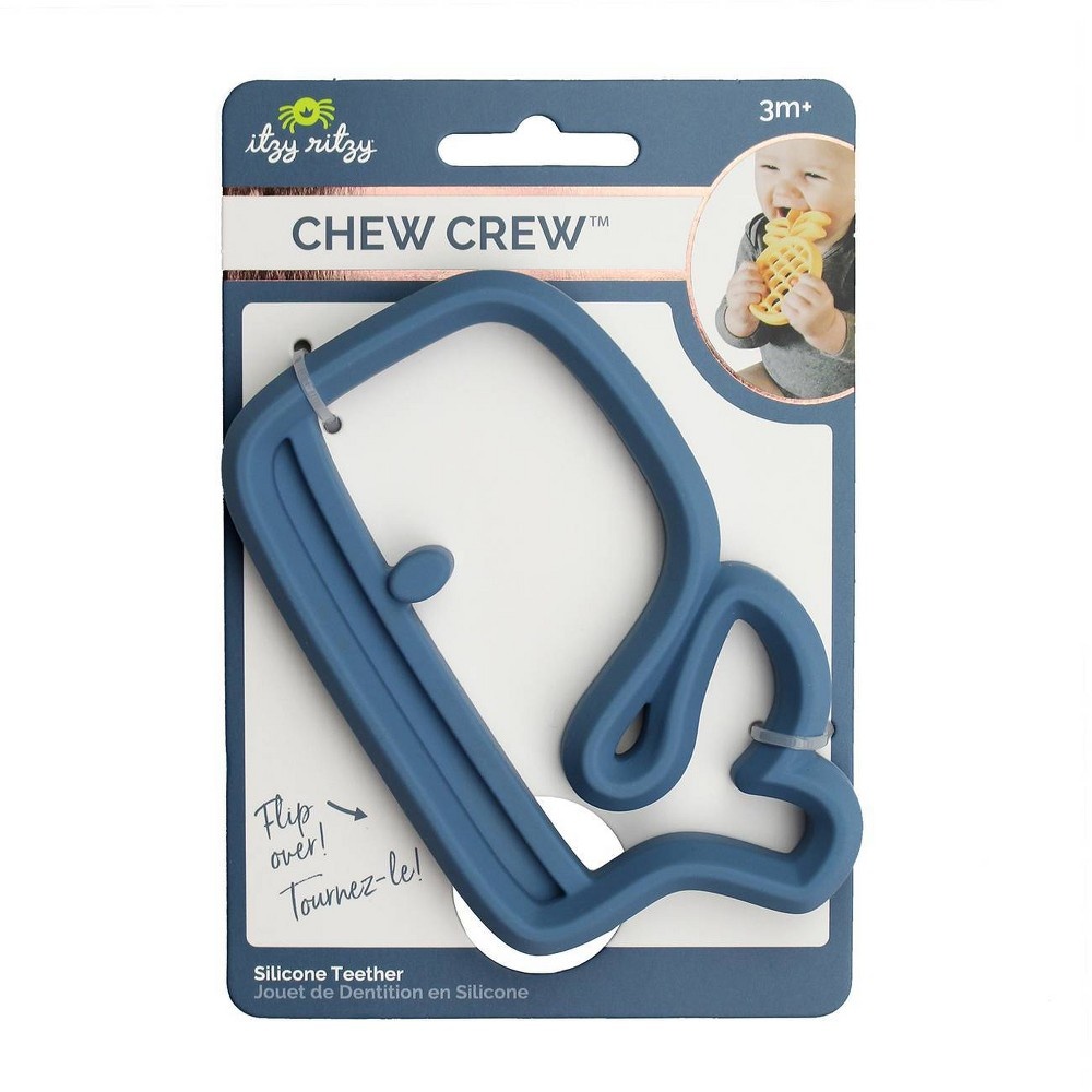 slide 3 of 3, Itzy Ritzy Silicone Teether Whale - Blue, 1 ct