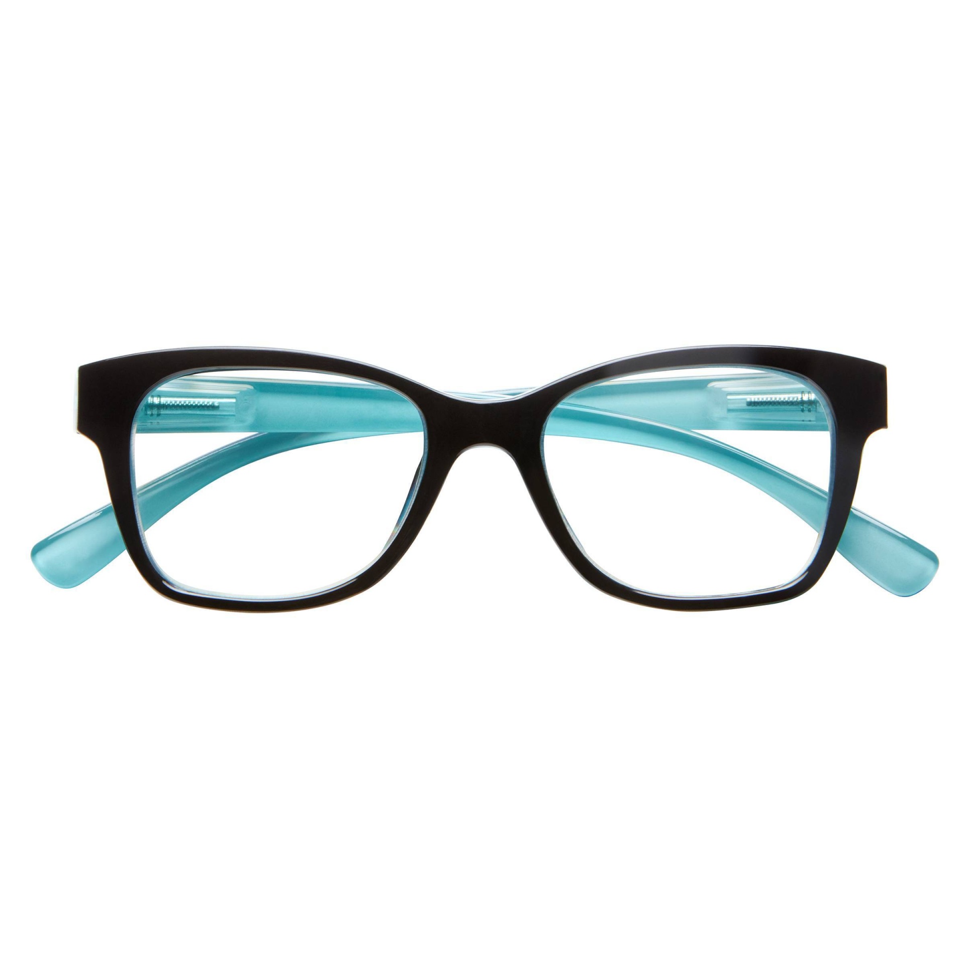 slide 1 of 5, ICU Eyewear Screen Vision Blue Light Filtering Oval Glasses - Black/Turquoise, 1 ct