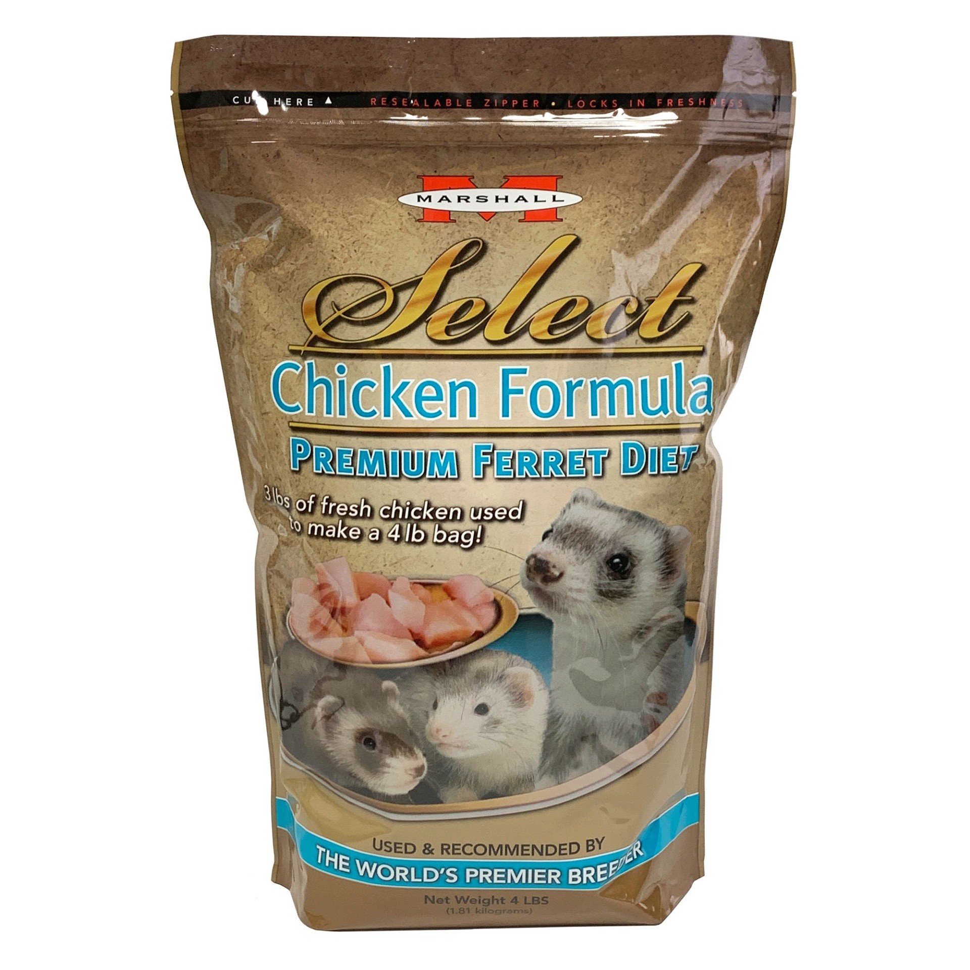 slide 1 of 1, Marshall Pet Products Select Chicken Formula Premium Ferret Diet, 4 lb