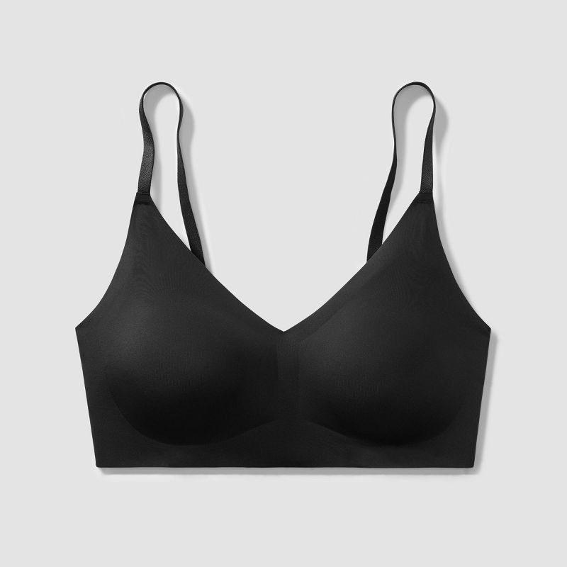 slide 4 of 5, True & Co. True Everybody Women's Adjustable Strap Triangle Bra - Black L: Wireless, Light Support, Removable Padding, 1 ct