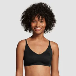True & Co. True Everybody Women's Adjustable Strap Triangle Bra - Black L: Wireless, Light Support, Removable Padding