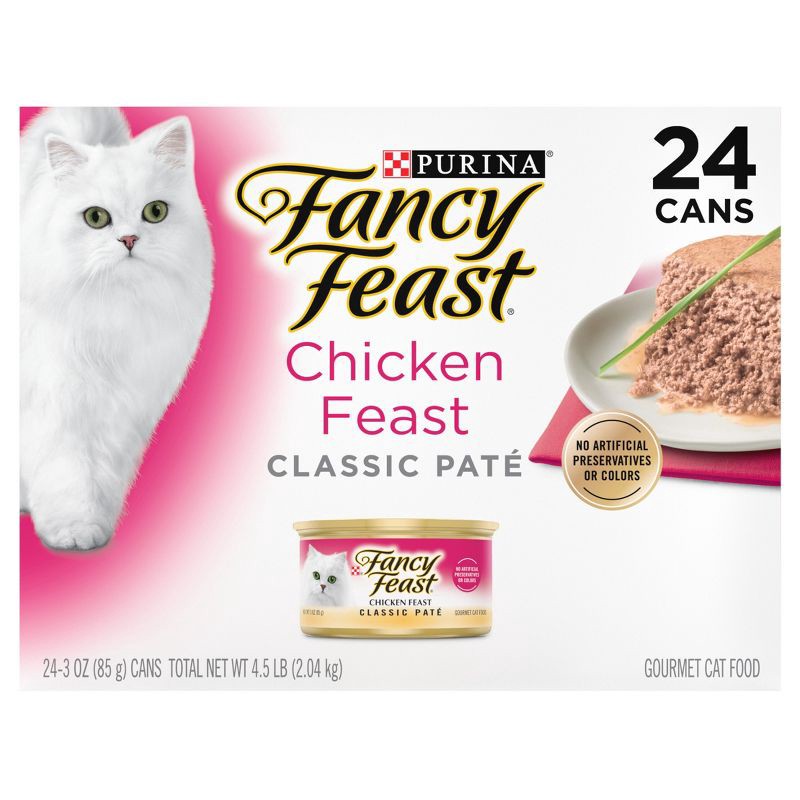 slide 2 of 8, Purina Fancy Feast Chicken Feast Classic Paté Chicken Flavor Wet Cat Food Cans - 3oz/24ct Pack, 24 ct; 3 oz