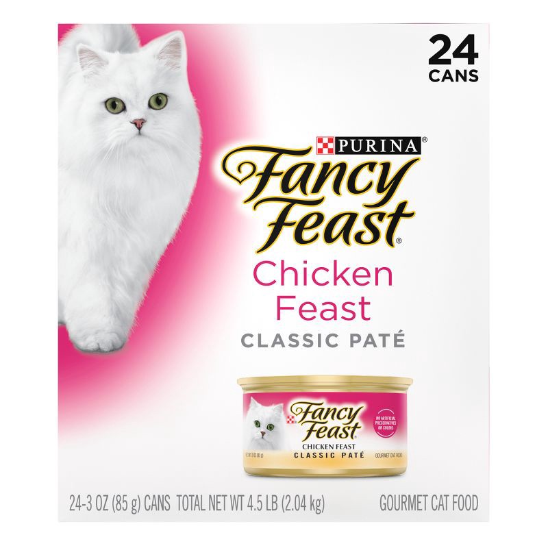 slide 5 of 7, Purina Fancy Feast Chicken Feast Classic Paté Chicken Flavor Wet Cat Food Cans - 3oz/24ct Pack, 24 ct; 3 oz