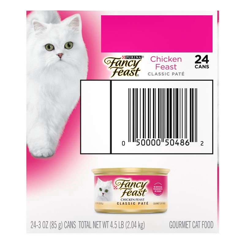 slide 7 of 7, Purina Fancy Feast Chicken Feast Classic Paté Chicken Flavor Wet Cat Food Cans - 3oz/24ct Pack, 24 ct; 3 oz