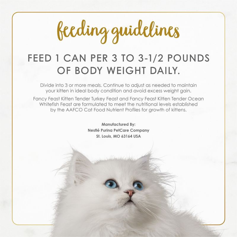 slide 11 of 12, Purina Fancy Feast Kitten Classic Paté Variety Pack Turkey & Fish Flavor Wet Cat Food Cans for Kittens - 3oz/12ct, 12 ct; 3 oz