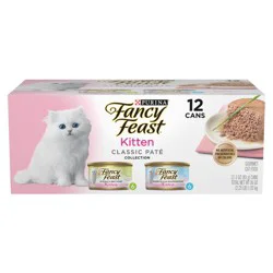 Purina Fancy Feast Kitten Classic Paté Variety Pack Turkey & Fish Flavor Wet Cat Food Cans for Kittens - 3oz/12ct