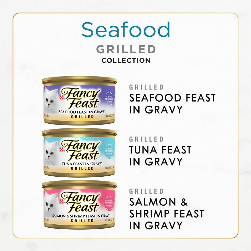 slide 3 of 11, Purina Fancy Feast Variety Pack Seafood, Fish, Tuna & Salmon Wet Cat Food Cans - 3oz/30ct, 3 oz, 30 ct