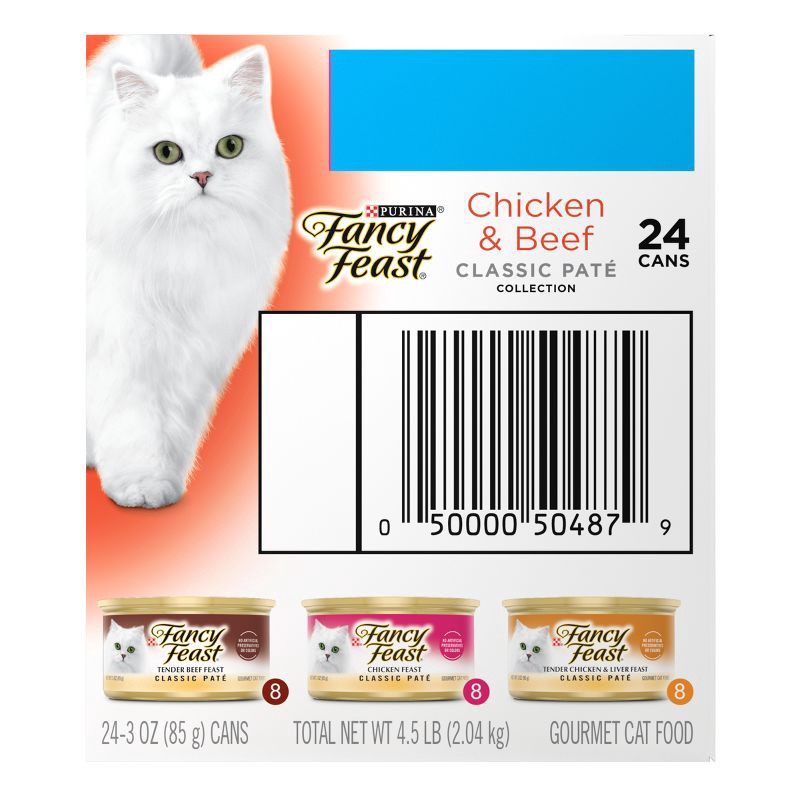 slide 7 of 8, Purina Fancy Feast Classic Paté Gourmet Wet Cat Food Chicken & Beef - 3oz/24ct Variety Pack, 24 ct; 3 oz