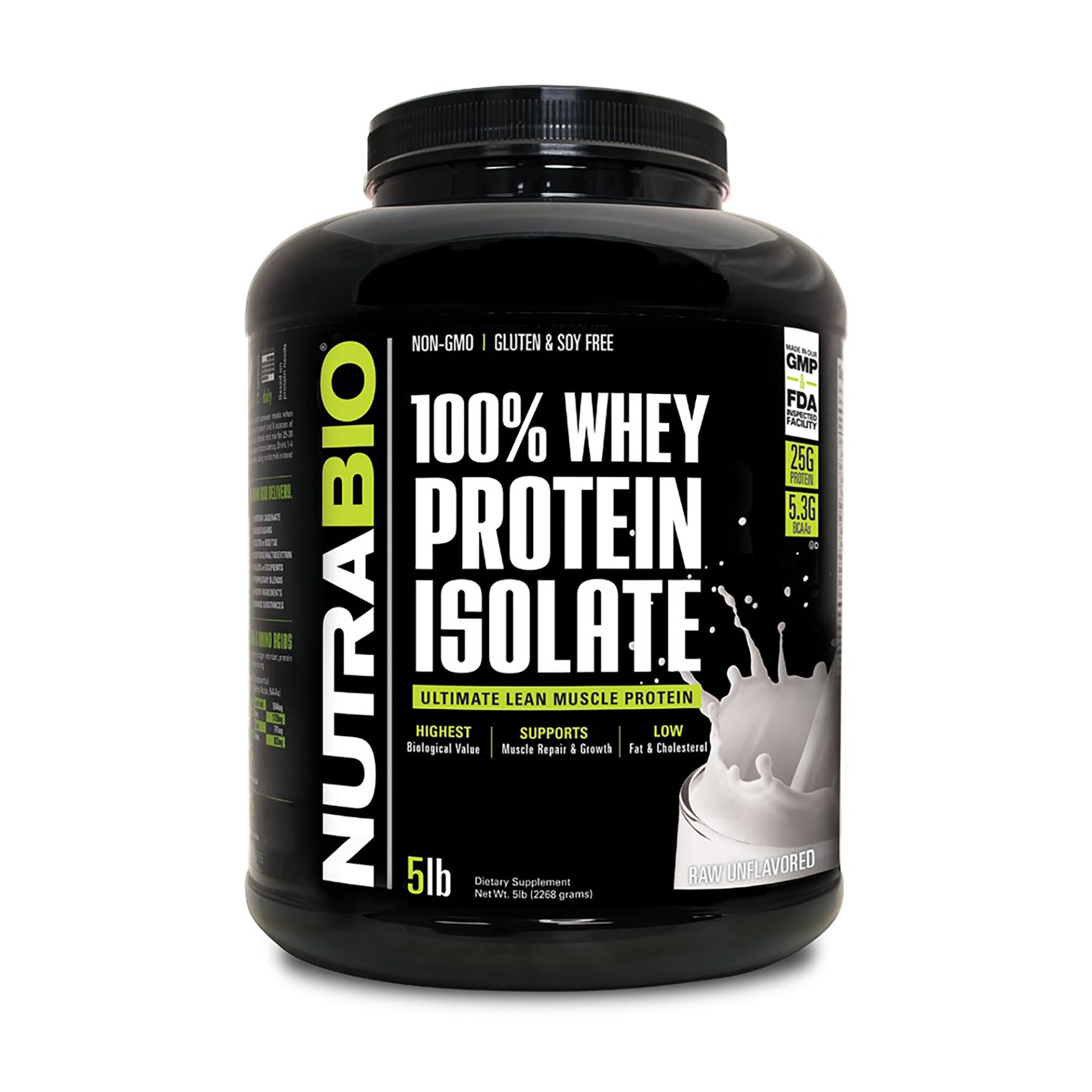 slide 1 of 1, NutraBio 100% Whey Protein Isolate - Raw Unflavored, 5 lb