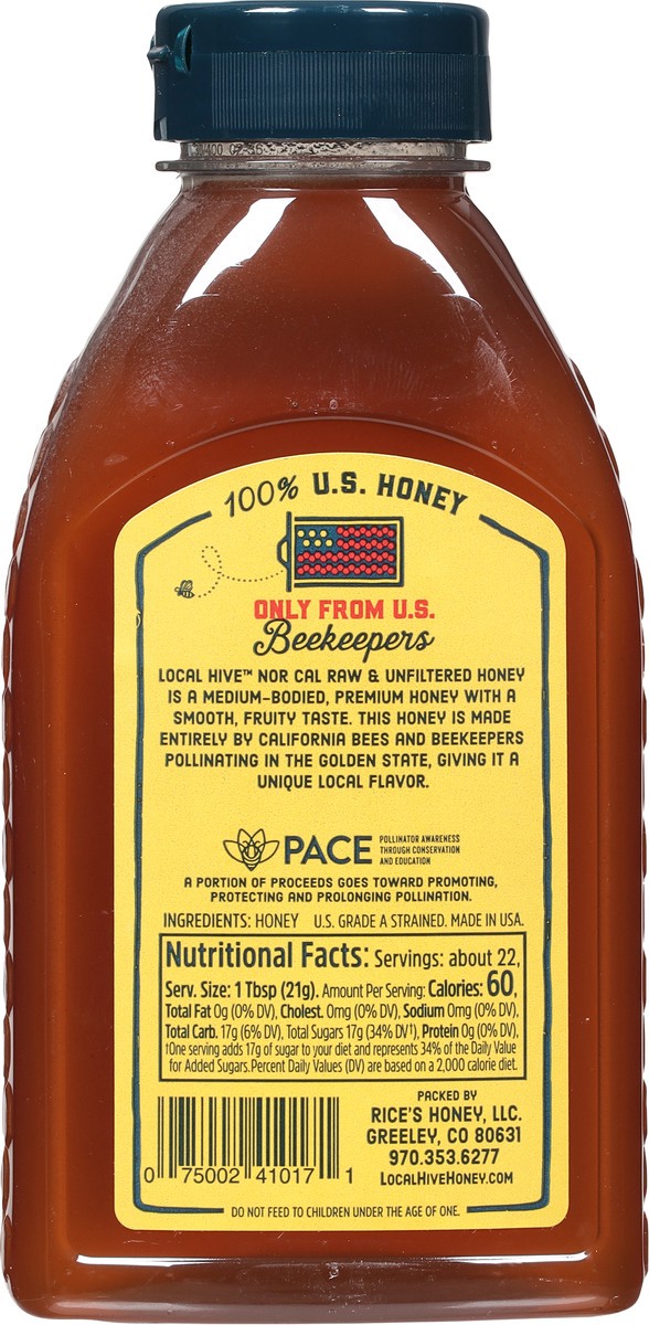 slide 10 of 11, Local Hive Raw & Unfiltered Nor Cal Honey 16 oz, 