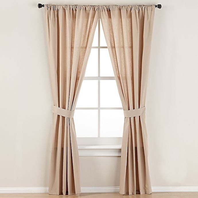 slide 1 of 1, Smoothweave Tailored Rod Pocket Window Curtain Panel with Tie Back - Mocha, 96 in