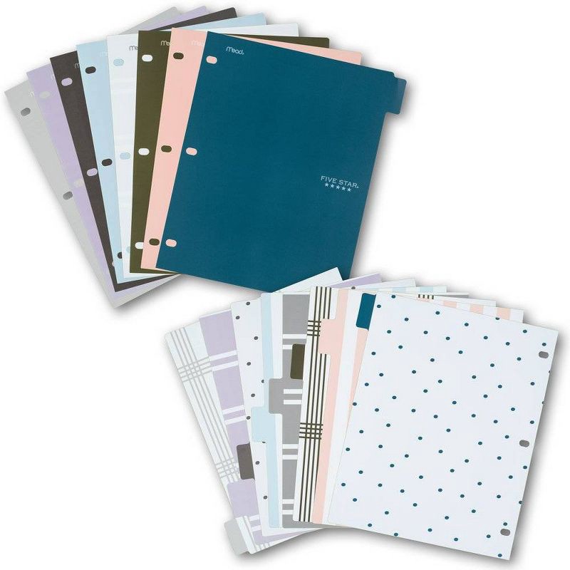slide 2 of 12, 8ct Mead Five Star 3-hole Punched Color Pop Reversible Tab Divider Set: Multicolor Polypropylene Filing Accessories, 8 ct