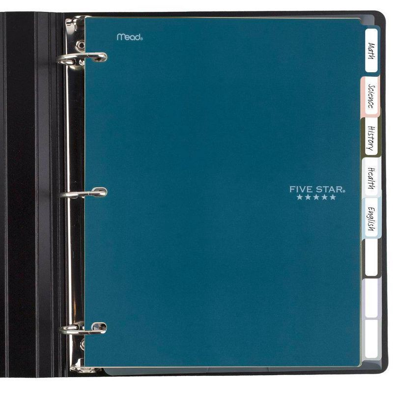 slide 3 of 12, 8ct Mead Five Star 3-hole Punched Color Pop Reversible Tab Divider Set: Multicolor Polypropylene Filing Accessories, 8 ct