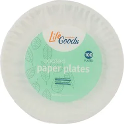 Life Goods 9 Inch Coated Paper Plates 100 ea