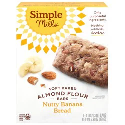 Simple Mills Soft Baked Nutty Banana Bread Almond Flour Bars - 5 - 1.19 oz Bars