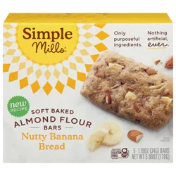 Simple Mills Soft Baked Nutty Banana Bread Almond Flour Bars - 5 - 1.19 oz Bars